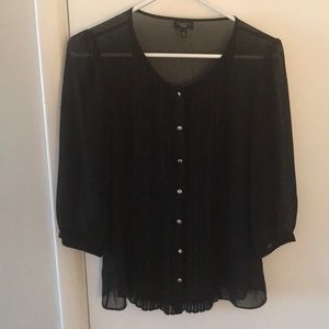 Talbots 10P 3/4 sleeve sheer black blouse